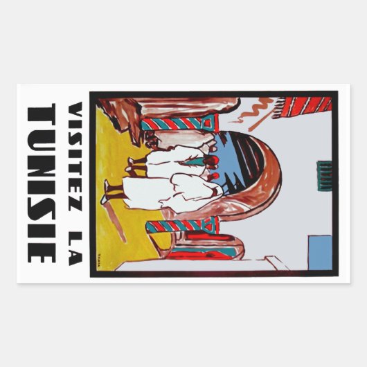 Sticker Rectangulaire Visitez La Tunisie (Devant)