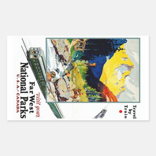 Sticker Rectangulaire Visitez Vos Parcs Nationaux Far West (Devant)