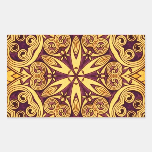 Sticker Rectangulaire Vitrail rose doré et foncé (Devant)