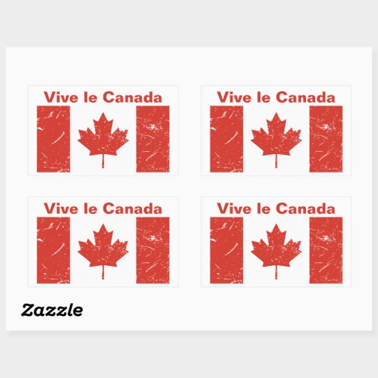 Sticker Rectangulaire Vive le Canada (Feuille)