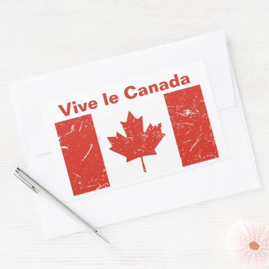 Sticker Rectangulaire Vive le Canada (Enveloppe)