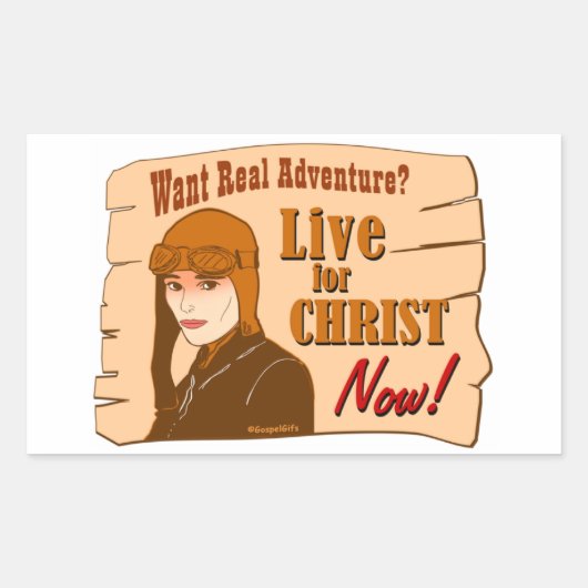 Sticker Rectangulaire Vivez pour l'aventure Christ Conception de cadeau (Devant)