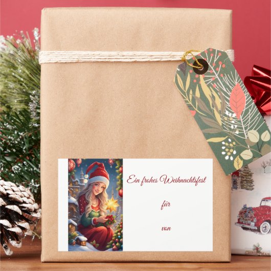 Sticker Rectangulaire Voeux de Noël (vacances)