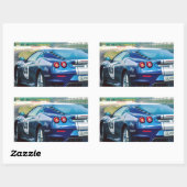 Sticker Rectangulaire Voiture Blue Race (Feuille)