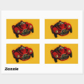 Sticker Rectangulaire Voiture de course automobile jaune rouge (Feuille)