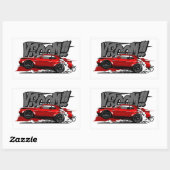 STICKER RECTANGULAIRE VOITURE DE COURSE VROOM À VITESSE COMPLÈTE! (Feuille)