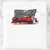 STICKER RECTANGULAIRE VOITURE DE COURSE VROOM À VITESSE COMPLÈTE! (Sac)