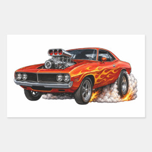 Sticker Rectangulaire Voiture de Muscle Surpuissante et Surchargée en Fu