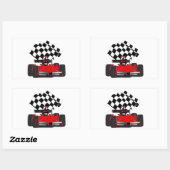 Sticker Rectangulaire Voiture Red Race avec drapeau À damiers (Feuille)