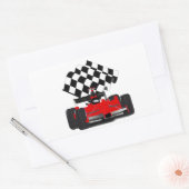 Sticker Rectangulaire Voiture Red Race avec drapeau À damiers (Enveloppe)