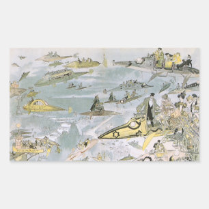 Sticker Rectangulaire Voitures futuristes de science-fiction vintage, ta