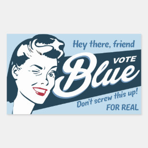 Sticker Rectangulaire Vote bleu Funny rétro