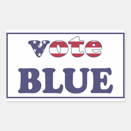 Sticker Rectangulaire Vote Blue - American Flag Typographie (Devant)