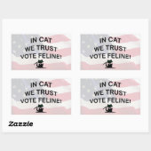 Sticker Rectangulaire Vote Chat avec drapeau américain (Feuille)
