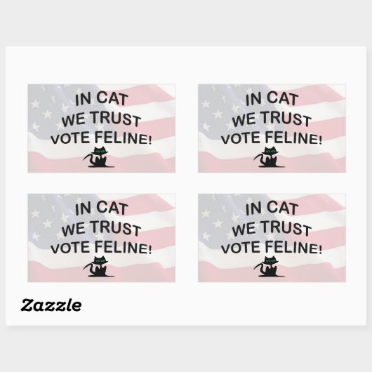 Sticker Rectangulaire Vote Chat avec drapeau américain (Feuille)