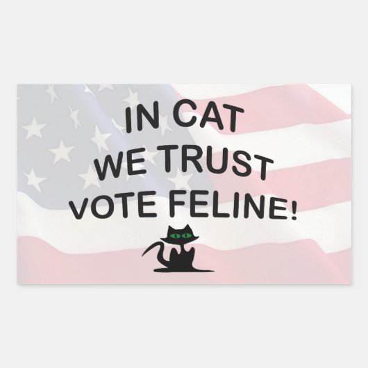 Sticker Rectangulaire Vote Chat avec drapeau américain (Devant)