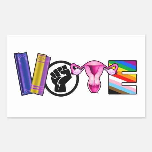 Sticker Rectangulaire Vote pour les droits de l'homme (Devant)