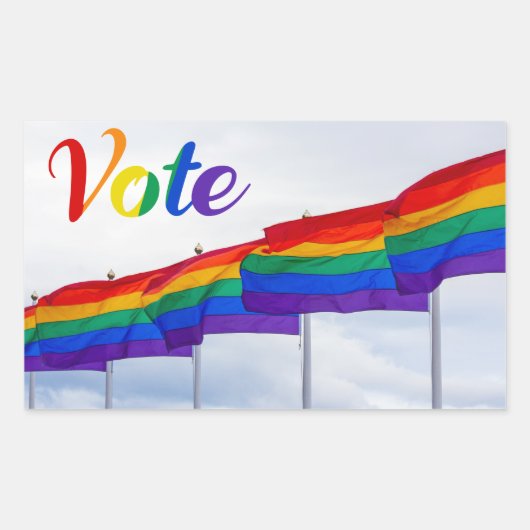 Sticker Rectangulaire Vote Rainbow Flags LGBTQ Election (Devant)