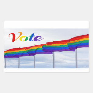 Sticker Rectangulaire Vote Rainbow Flags LGBTQ Election