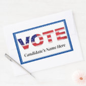 Sticker Rectangulaire Vote Texte dans les couleurs du drapeau bleu Nom d (Enveloppe)