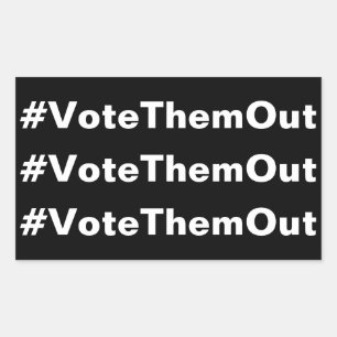 Sticker Rectangulaire #VoteThemOut texte blanc sur politique noire