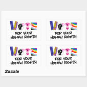 Sticker Rectangulaire Votez pour vos Droits de l'Homme (Feuille)