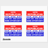 Sticker Rectangulaire Votez Républicain pour plus d'emplois, de sécurité (Feuille)