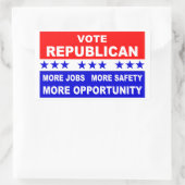Sticker Rectangulaire Votez Républicain pour plus d'emplois, de sécurité (Sac)