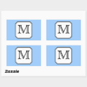 Sticker Rectangulaire Votre Lettre. Monogramme personnalisé. Bleu noir b (Feuille)