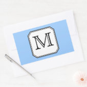 Sticker Rectangulaire Votre Lettre. Monogramme personnalisé. Bleu noir b (Enveloppe)