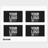 Sticker Rectangulaire Votre logo avec code QR et texte modifiables (Feuille)