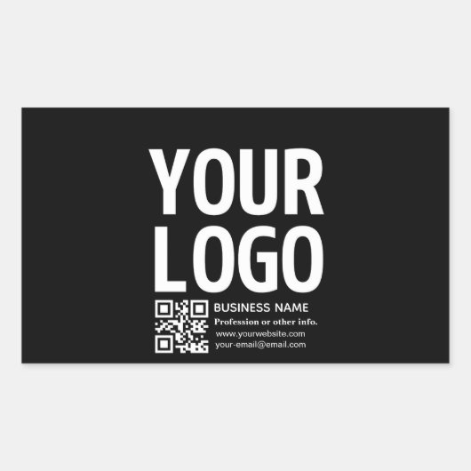 Sticker Rectangulaire Votre logo avec code QR et texte modifiables (Devant)
