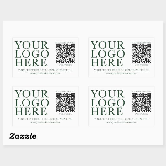Sticker Rectangulaire Votre logo Image Entreprise Code QR (Feuille)