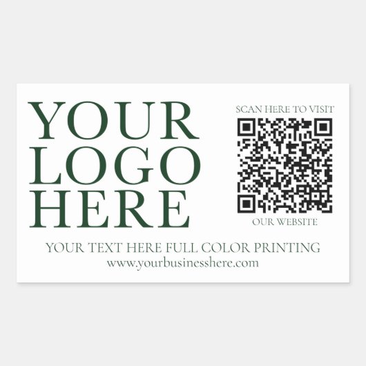 Sticker Rectangulaire Votre logo Image Entreprise Code QR (Devant)