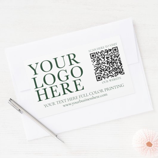 Sticker Rectangulaire Votre logo Image Entreprise Code QR (Enveloppe)