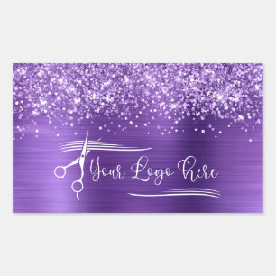 Sticker Rectangulaire Votre Logo Pailleté Améthyste Glamour
