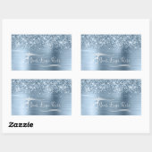 Sticker Rectangulaire Votre Logo Pailleté Bleu Clair Glamour (Feuille)