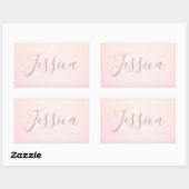 Sticker Rectangulaire Votre nom | Elegant Script Soft Ombre (Feuille)
