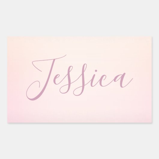 Sticker Rectangulaire Votre nom | Elegant Script Soft Ombre (Devant)