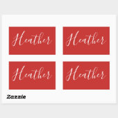 Sticker Rectangulaire Votre script blanc personnalisé en rouge (Feuille)