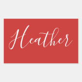 Sticker Rectangulaire Votre script blanc personnalisé en rouge (Devant)
