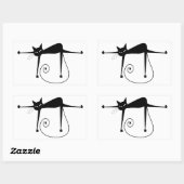 Sticker Rectangulaire Votre texte - Caractère Chat Noir Pose 3 (Feuille)
