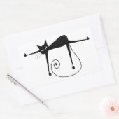Sticker Rectangulaire Votre texte - Caractère Chat Noir Pose 3 (Enveloppe)