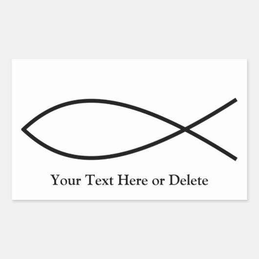 Sticker Rectangulaire Votre texte/couleur Black Ichthys Christian Fish J (Devant)