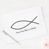 Sticker Rectangulaire Votre texte/couleur Black Ichthys Christian Fish J (Enveloppe)
