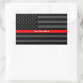 Sticker Rectangulaire Votre texte Mince Ligne rouge Noir US Décor Drapea (Sac)