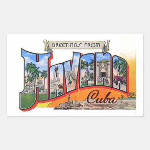 Sticker Rectangulaire Voyage Cuba vintage - Salutations de La Havane