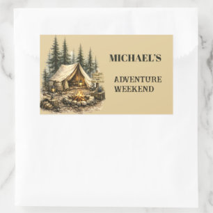 Sticker Rectangulaire Voyage en cabane aventure enterrement de vie de ga