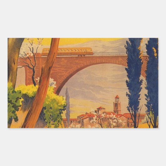 Sticker Rectangulaire Voyage ferroviaire vintage (Devant)