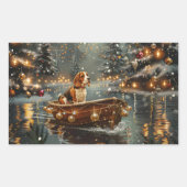 Sticker Rectangulaire Voyage festif de Noël beagle (Devant)